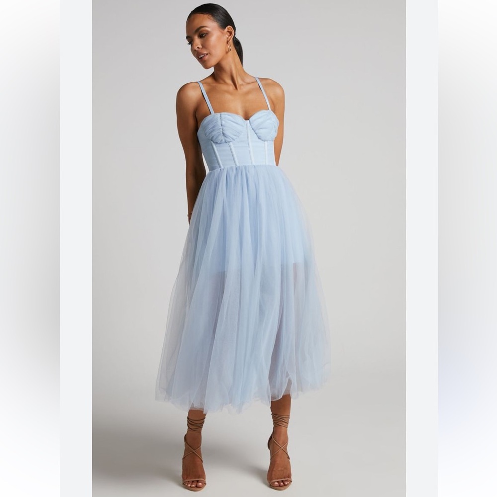 Showpo Strapless Light Blue Dress